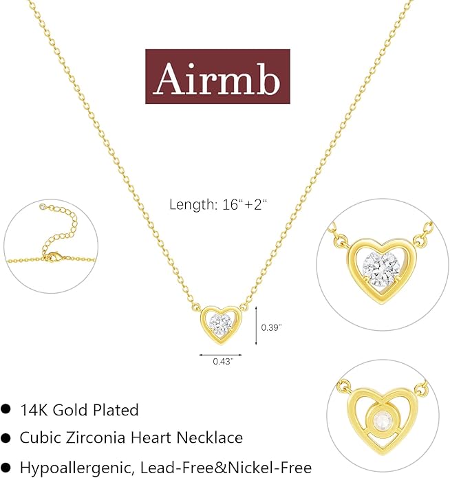 Heart Necklace for Women Gold/Silver Plated Trendy Heart Choker Lover Pendant Hypoallergenic Fashion Gold/Silver Necklace for Women Love Jewelry Gift for Women Girlfriend