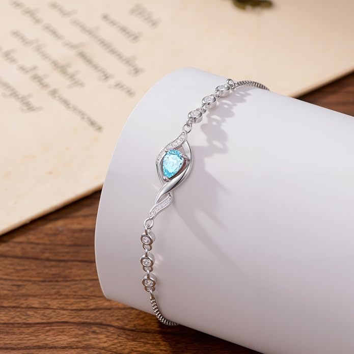 Christmas Gifts Birthstone Bracelet for Women 925 Sterling Silver Infinity Love Jewelry Birthday Gifts for Women Mom Wife Girlfriend