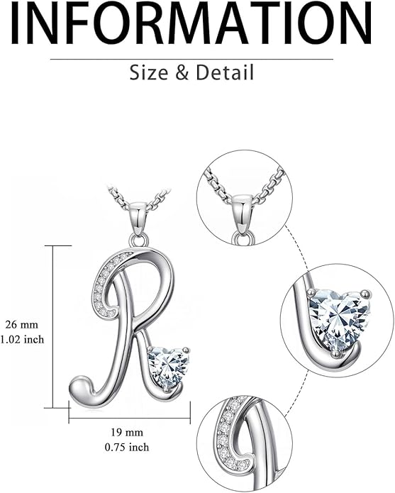 Christmas Gifts for Women Alphabet A to Z Initial Birthstone Pendant Necklaces for Women - 18k White Gold Plated Personalized Name Jewelry Valentine Mothers Day Birthday Gifts for Women Her Girlfriend