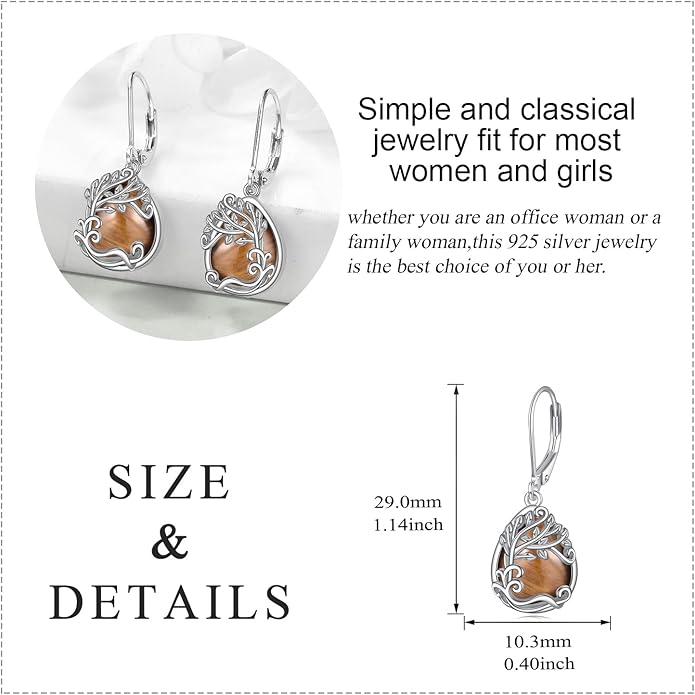 Moonstone Filigree Drop Dangle Teardrop Earrings 925 Sterling Silver Moonstone Leverback Earrings for Women Jewelry Gifts