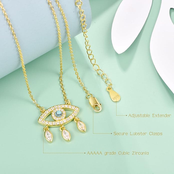AENEAS Evil Eye Necklace for Women 925 Sterling Silver Necklace Ojo Turco Trendy Jewelry Gifts for Women Wife