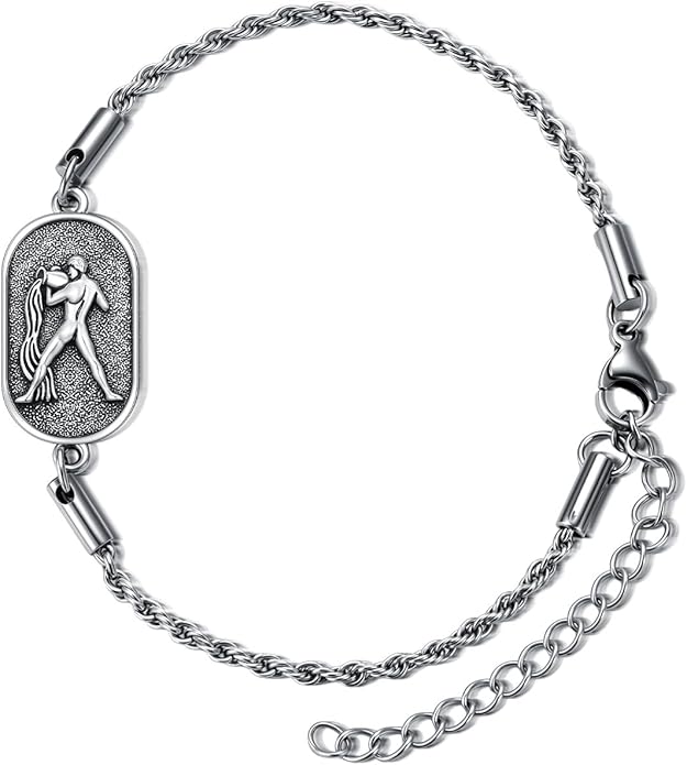 SIMONLY Zodiac Bracelet 925 Sterling Silver Constellation Anklet Horoscope Zodiac Jewelry Christmas Birthday Astrology Gifts for Women Men Unisex