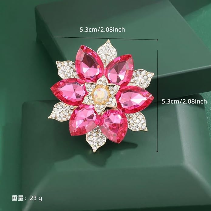 Premium Rhinestone Flower Brooch Pin for Women Sparkling Crystal Flower Corsage Bouquet Brooch Floral Lapel Pins Fashion Snowflake Sunflower Broochs Wedding Bride Dress Jewelry