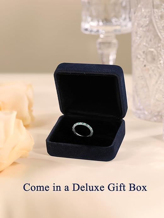 CYW Moissanite Sapphire Ruby Emerald Hand Setting Full Eternity Rings for Women, Solid 925 Sterling Silver, Stackable Ring, Wedding Birthday Valentines Anniversary Mothers Day Ideal Gift for Her
