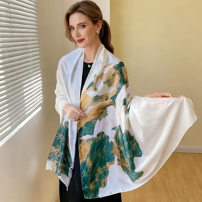 Clysoru Silk Scarf For Women Hair Scarves Lightweight Satin Elegant Shawl Wraps Bufanda Mujer Fashion Accessories 70.8"X35.4"