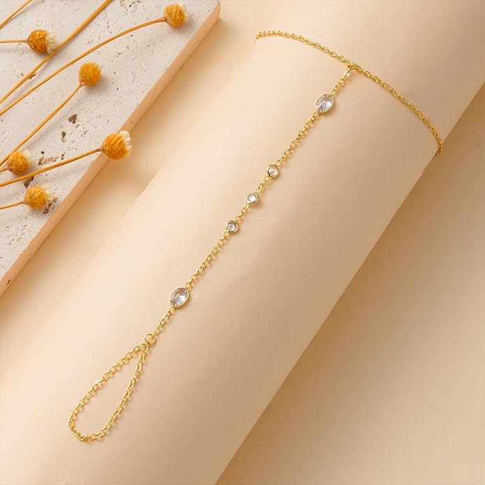 Hand Chain Bracelet for Women, Finger Ring Bracelets for Women Trendy, Dainty Simple Waterproof Bracelet Fashion Jewelry for Women