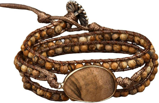 ZOSOJONA Boho Wrap Bead Bracelet for Women - Handmade Adjustable Natural Stone Beaded Bracelets Rope Yoga Healing Bracelet Bangle Hippie Jewelry