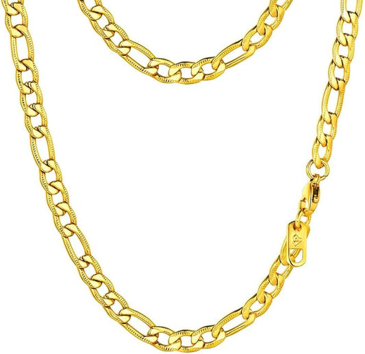 PROSTEEL 316L Stainless Steel Figaro Cuban Chain Necklace for Men, Black/18K Real Gold Plated, 4/5/6/7.5/9/10/13mm, 14inch-30inch, Come with Box