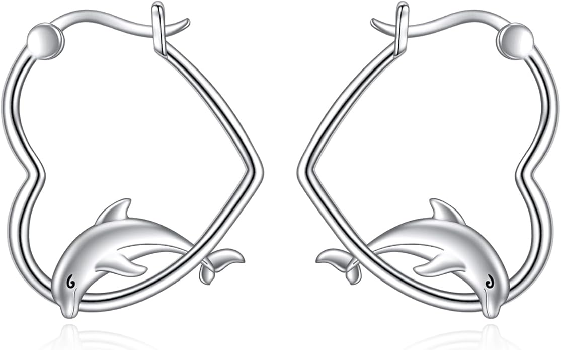 YFN Animal Earrings Sterling Silver Animal Heart Hoop Dangle Earrings Cute Jewelry Gifts for Women