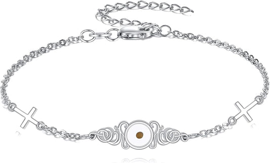 AOBOCO Mustard Seed Bracelet S925 Sterling Silver Mountain Cross Bracelets Christmas Christian Faith Jewelry Mothers Day Birthday Gifts for Mom