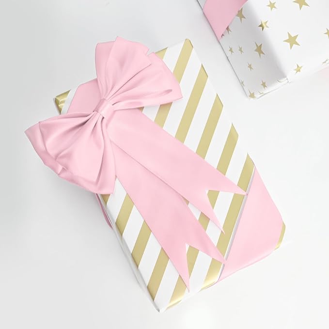 LEEQE Double Face Pearl Pink Satin Ribbon 1-1/2 inch X 25 Yards Polyester Pearl Pink Ribbon for Gift Wrapping Very Suitable for Weddings Party Hair Bow Invitation Decorations and More