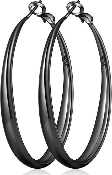 PABBEU S925 SterlingSilver Hoop Earrings Hypoallergenic Silver Hoop Earrings for Women Lightweight Large Sterling Silver Hoops Earring 30/50/70mm