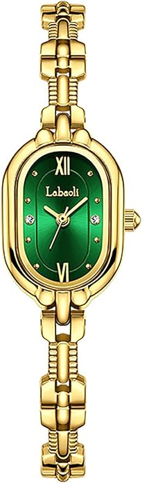 Women's Vintage Oval Watches Luxury Minimalism Bracelet Small Gold Tone Watch Ladies Analog Waterproof Watch Fashion Bangle Bracelet Dress Watch with Stainless Steel Band