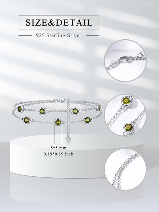 Dorunmo Birthstone Anklet Bracelets for Women 925 Sterling Silver Birthday Mother's Day Jewelry Gifts for Wife Mother Her