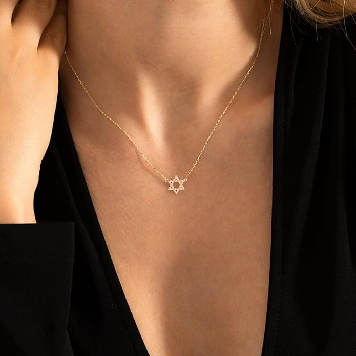 Gold Necklace for Women-14k Gold Plated Infinity Necklace Star Of David Necklace Evil Eye Cross Pendants Heart Dainty Gold Necklace For Women