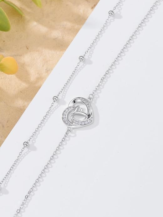 Dorunmo Initial Anklet 925 Sterling Silver Letter A-Z Layered Heart Anklet Beach Jewelry Birthday Gifts for Women