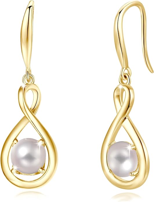 FANCIME Dangle Drop Earrings 925 Sterling Silver Dainty Infinity Round Gemstone Birthstone Jewelry Birthday Gifts for Her Women