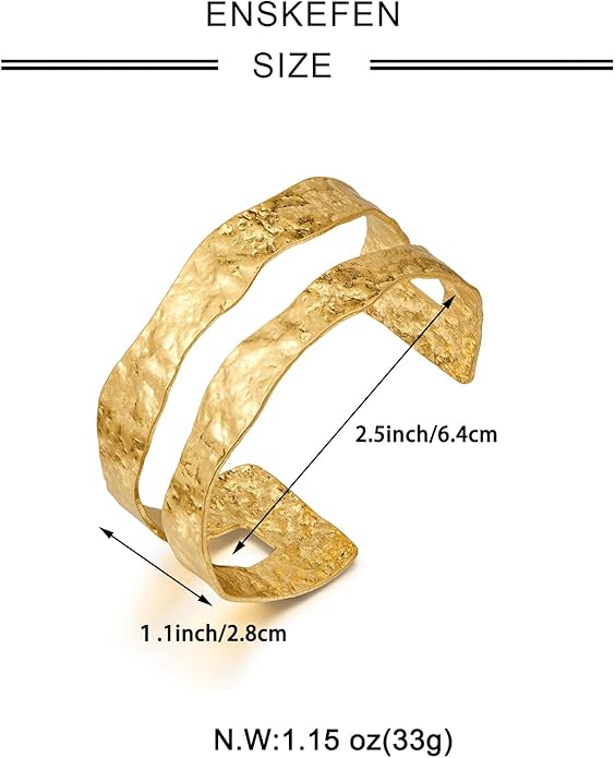 Gold Cuff Bracelet for Women Chunky Multi-layer Cross Wire Open Bracelet Hollow Wide Cuff Bracelets Adjustable Gold Open Cuff Bangle Bracelet