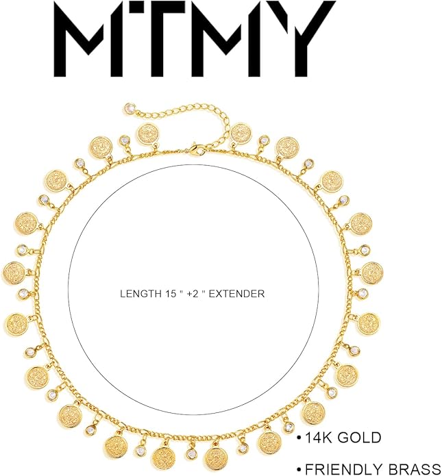 MTMY Beaded Necklaces for Women 14K Gold Plated Dainty Colorful Green/Rose Beaded Pearl Choker Necklace Delicate Boho Choker Necklace Jewelry Gift