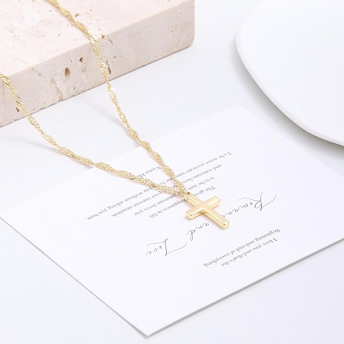 Cross Necklace for Women Dainty 14K Real Silver Gold Plated Layered Cross Pendant Necklace Stack Simple Trendy Cute Charm Choker Necklaces Jewelry Gift for Women Teen Her