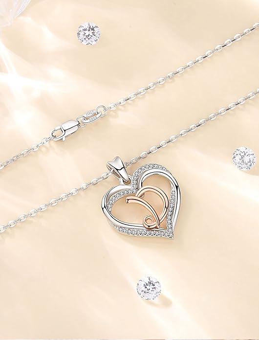 INFUSEU Unique Initial Necklaces for Women Girls Small Heart Letter Jewelry, Meaningful Personalized Gifts