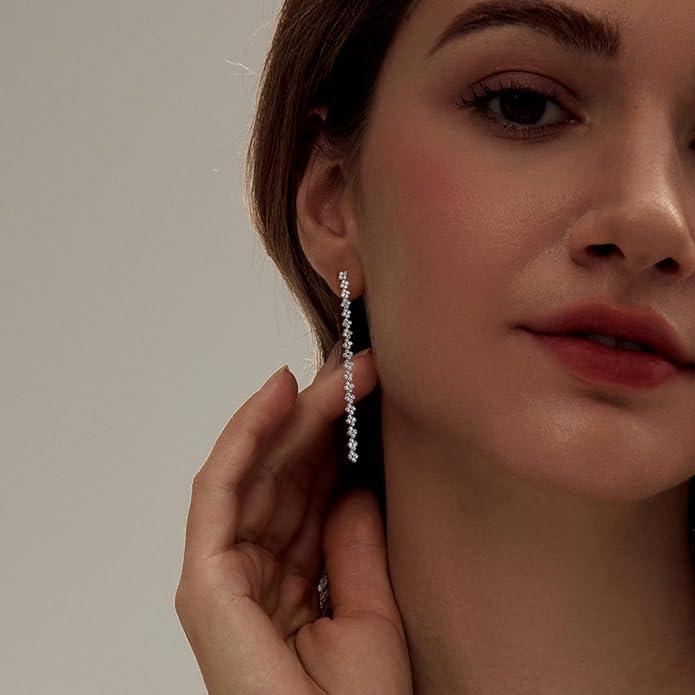 Tennis Necklace Bracelet for Women, Sterling Sliver, Dainty Chocker Necklace, Crystal Bracelet for Women, Wedding Jewelry for Bride, Sparkly Party Prom Hypoallergenic