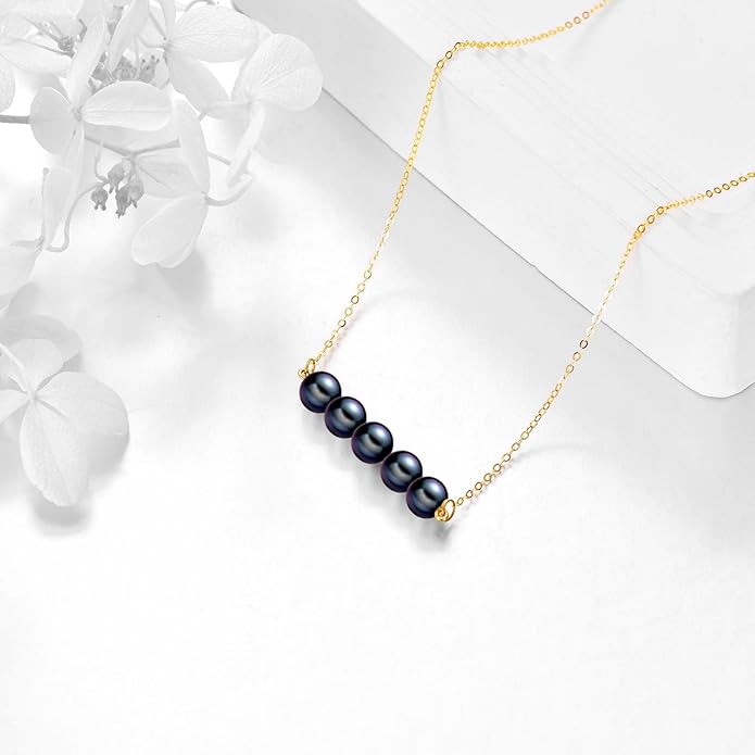 KECHO 14K Real Gold Freshwater Cultured Pearl Pendant Necklace 14K Solid Gold Jewelry Anniversary Birthday Gifts for Women