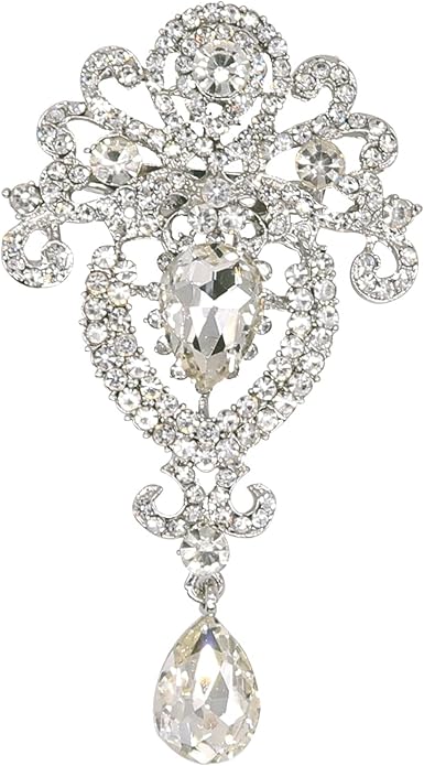 Crystal Pearl Flower Brooches Pins Fashion Beautiful Created Rhinestone Floral Brooch Good Idea for Party Dance Wedding Banquet for Elegant Women Girl