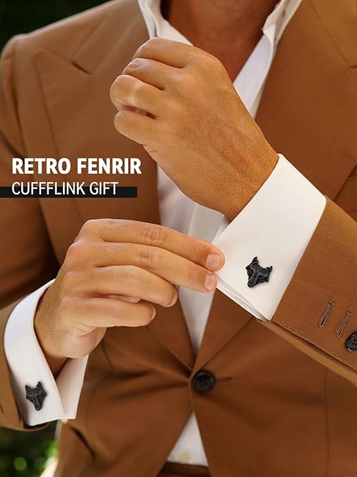 FaithHeart Mens Cufflinks, Norse Viking Tuxedo Shirt Cuff Links, Stainless Steel Cuff Links and Shirt Studs, Gift Box