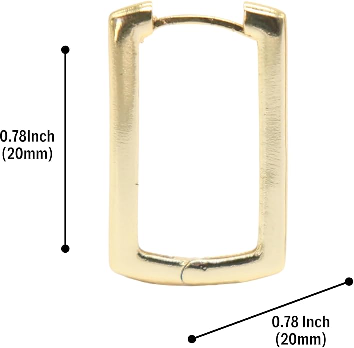 Minimalist Gold Rectangle Hoop Earrings for Women – Modern Geometric Design, Lightweight & Stylish Everyday Jewelry.KT0056