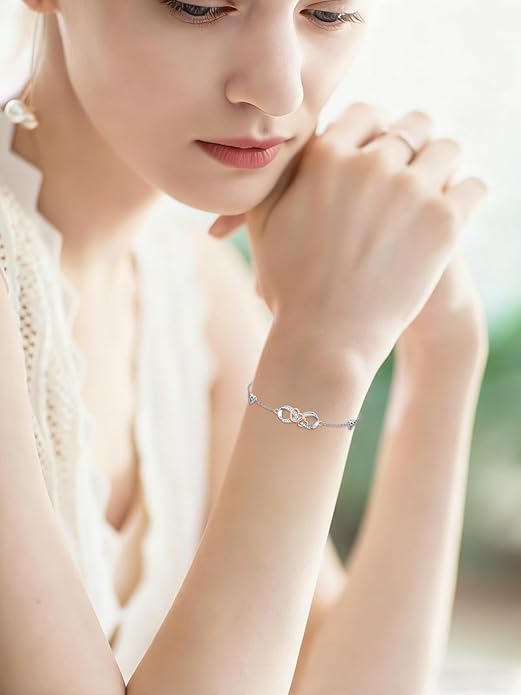 Infinity Love Heart/Claddagh Bracelet for Women 925 Sterling Silver Charm Link Bracelet Adjustable Valentine’s Day Jewelry Gift for Her