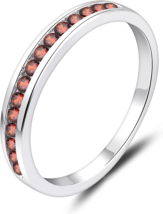 YL Stackable Rings 925 Sterling Silver Halo Birthstone Eternity Bands Jewelry for Women