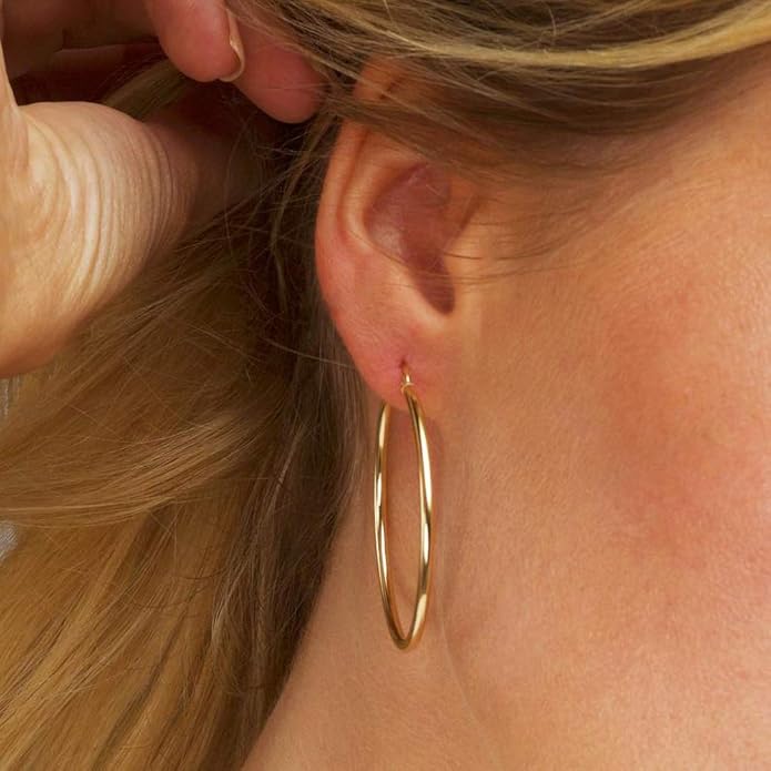 M MOOHAM 14K-Gold-Plated Hoop Earrings for Women - Hypoallergenic 14K Gold 925 Sterling silver-plated Post Sensitive Ears Nickel Free Hoops Earrings Set for Women Jewelry Lightweight 13-60mm