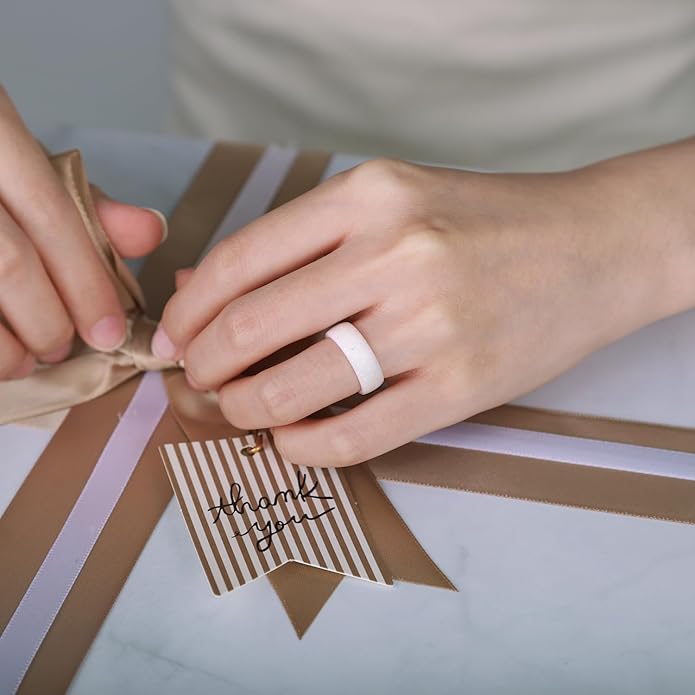 Egnaro Women's Bridal Rings Sets, 6mm Wide, 2mm Thick, Silicone Wedding Rubber Band with Half Size, Inner Arc Ergonomic Breathable Design