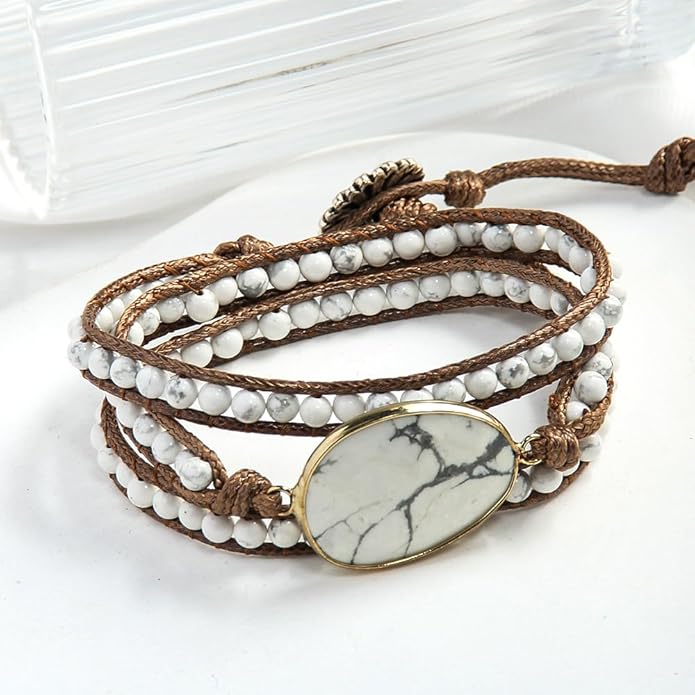 ZOSOJONA Boho Wrap Bead Bracelet for Women - Handmade Adjustable Natural Stone Beaded Bracelets Rope Yoga Healing Bracelet Bangle Hippie Jewelry