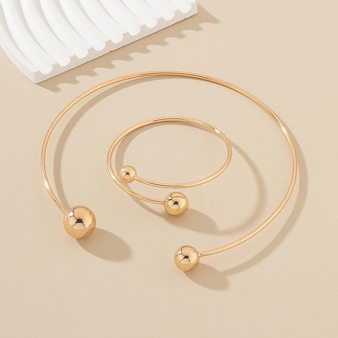 Collar Necklace for Woman Trendy Silver Choker Necklaces for Woman Statement Open Round Collar Choker Necklace
