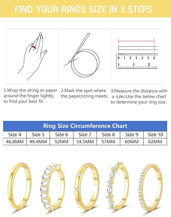 RLMOON Stackable Gold Rings for Women Non Tarnish Dainty 14K Gold/Silver Plated Stacking Thumb Rings Cubic Zirconia Eternity Wedding Band Rings Gold Jewelry Size 6-10