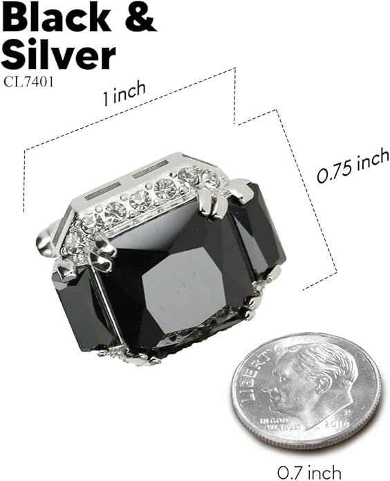 Rectangular Colored Diamond-Flanked Crystal Cuff Links – Tuxedo Suit Accessories, Cufflinks for Men