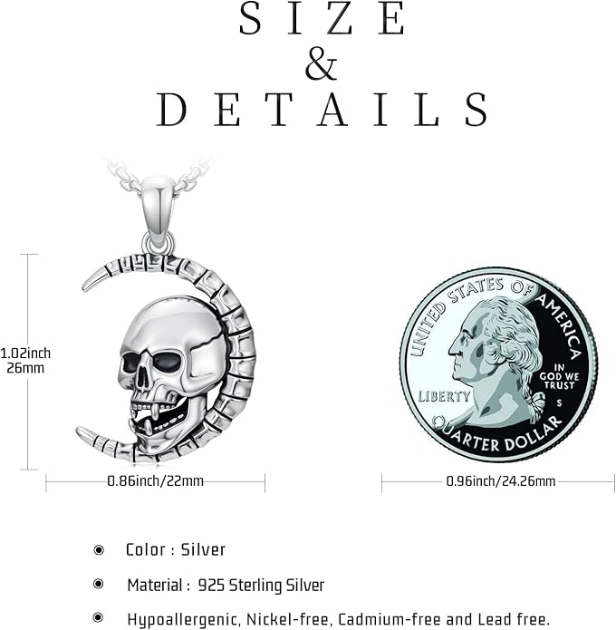 KoyeKei Sterling Silver Halloween Necklace Gothic Jewelry Gifts for Women Men