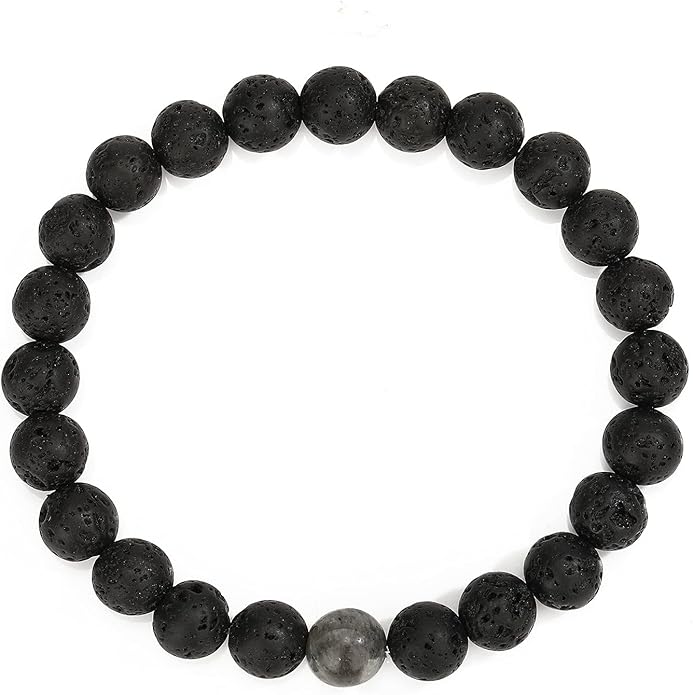 MengPa Mens Beaded Bracelets Couples Matching Bracelet Set Lava Rock Beads for Women Stone Jewelry