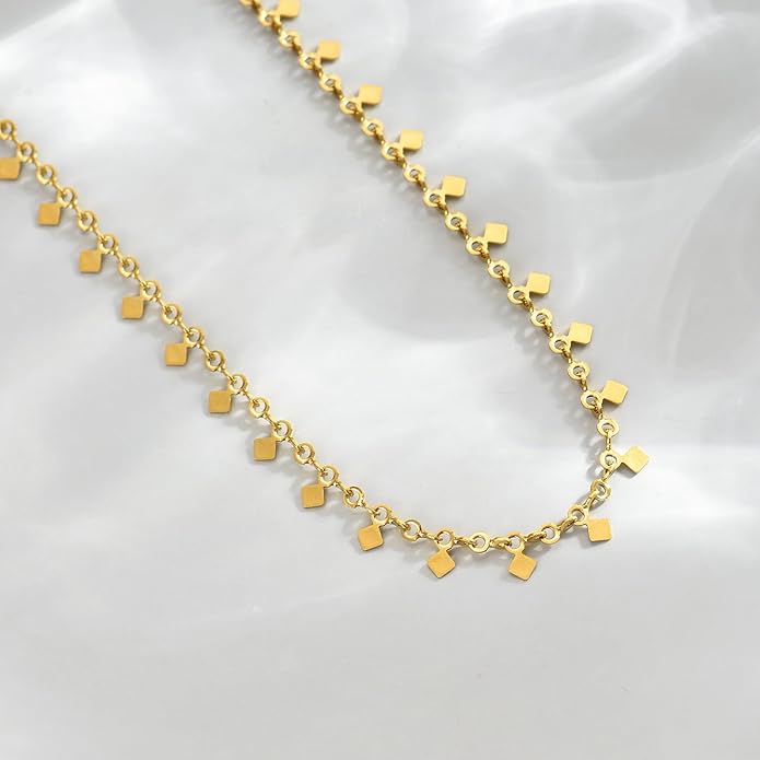 Gold Chain Necklace for Women 18K Gold Plated Stainless Steel Necklace Dainty Star Cross Heart Choker Chains Simple Delicate Minimalist Trendy Jewelry