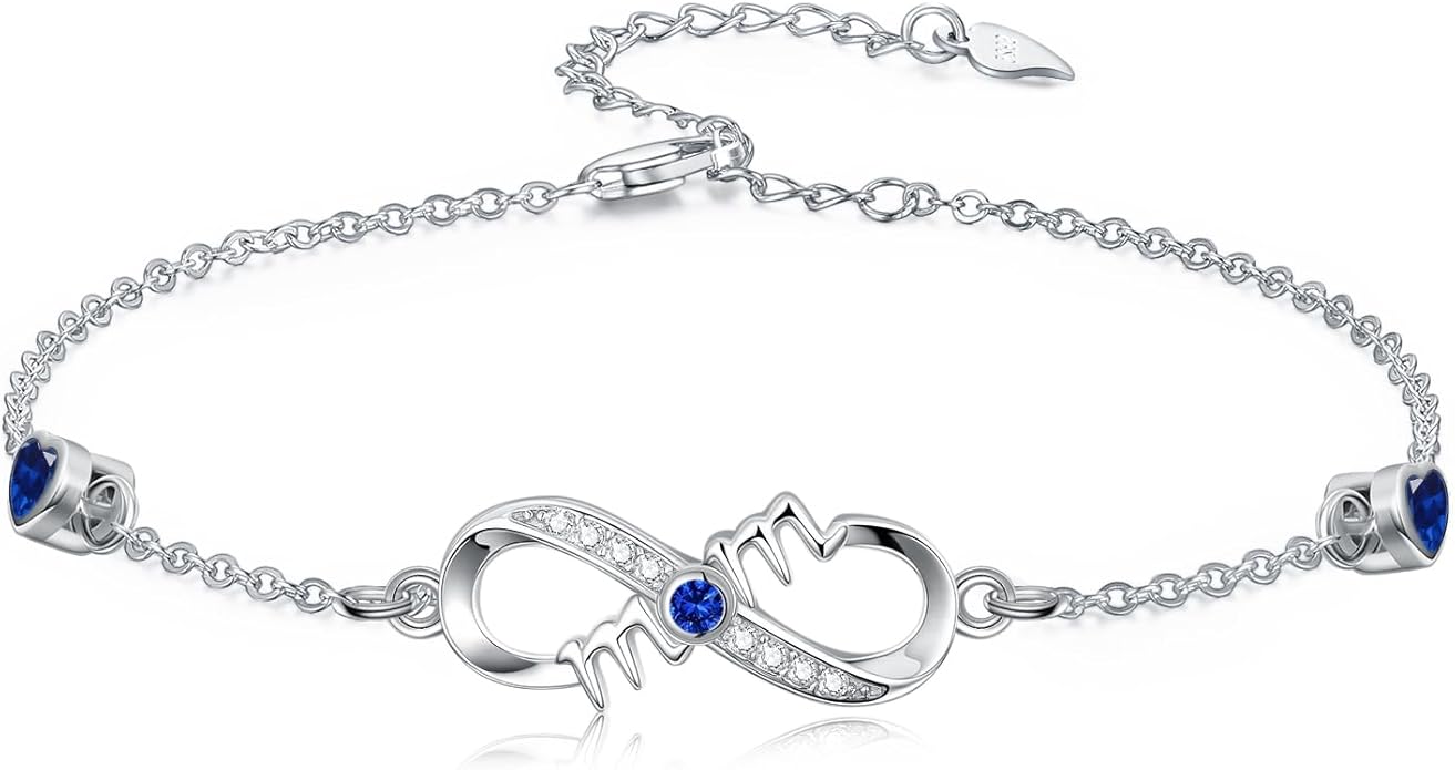 Dorunmo Infinity Bracelet Mom Bracelet 925 Sterling Silver 14K Gold Plated Infinity Heart Anklet for Women Christmas Jewelry Gifts for Wife Mom Daughter