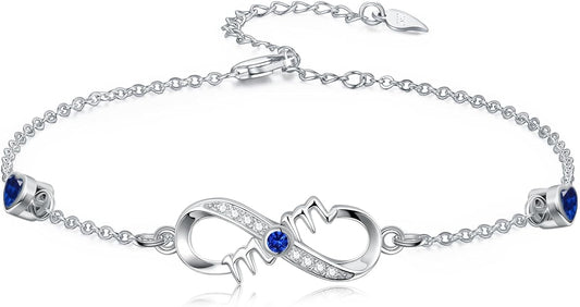 Dorunmo Infinity Bracelet Mom Bracelet 925 Sterling Silver 14K Gold Plated Infinity Heart Anklet for Women Christmas Jewelry Gifts for Wife Mom Daughter