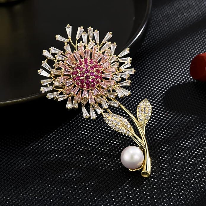 Flower Floral Brooch Pin Pearl Rhinestone Crystal Brooches Pins Scarf Brooch Clip Christmas Lapel Pin Dress Accessories for Women
