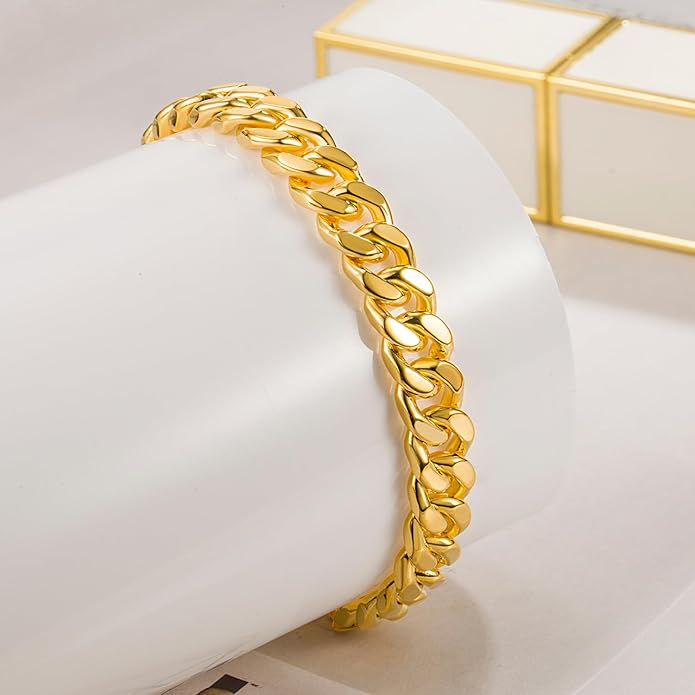 Fashion 925 Sterling Silver Solid Miami Cuban Link Chain Bracelet 8MM-12MM-14MM Curb Cuban Solid Thick Big Link Bracelet For Men 7-10 Inch Jewelry Gift