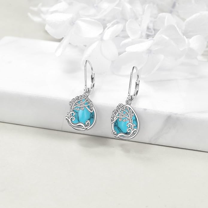 Moonstone Filigree Drop Dangle Teardrop Earrings 925 Sterling Silver Moonstone Leverback Earrings for Women Jewelry Gifts