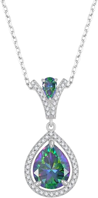 Birthstone Necklace 925 Sterling Silver Tear Drop 5A Cubic Zirconia Pendant Necklace Jewelry Birthday Gifts for Women