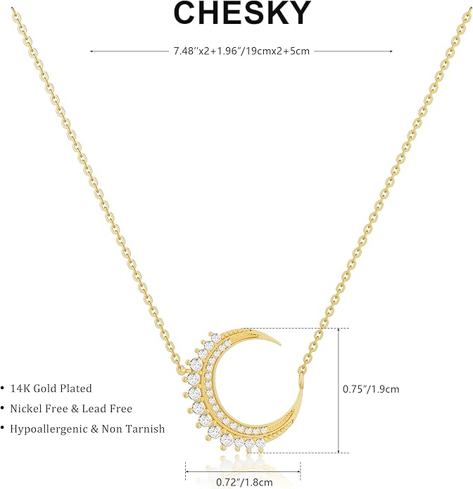 CHESKY Layered Necklaces for Women Trendy, Dainty 14k Gold Plated Pendant Necklace Layering Necklace for Women Non Tarnish Hypoallergenic Sun Gold Necklace Stack Gold Jewelry for Women Gifts