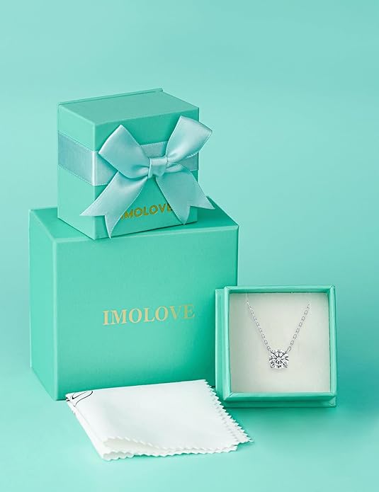 IMOLOVE Moissanite Solitaire Pendant Necklaces for Women Sterling Silver with 18K White Gold Plated 1-3 Carat D Color VVS1 Clarity Mossanite Jewelry for Women