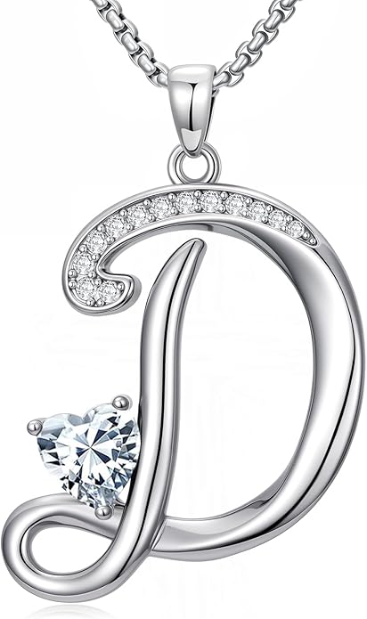 Christmas Gifts for Women Alphabet A to Z Initial Birthstone Pendant Necklaces for Women - 18k White Gold Plated Personalized Name Jewelry Valentine Mothers Day Birthday Gifts for Women Her Girlfriend